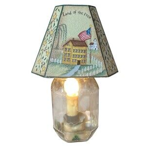 Vintage Decorative Jar Lamp July 4th Land of the Free Electric Resin Shade 9"